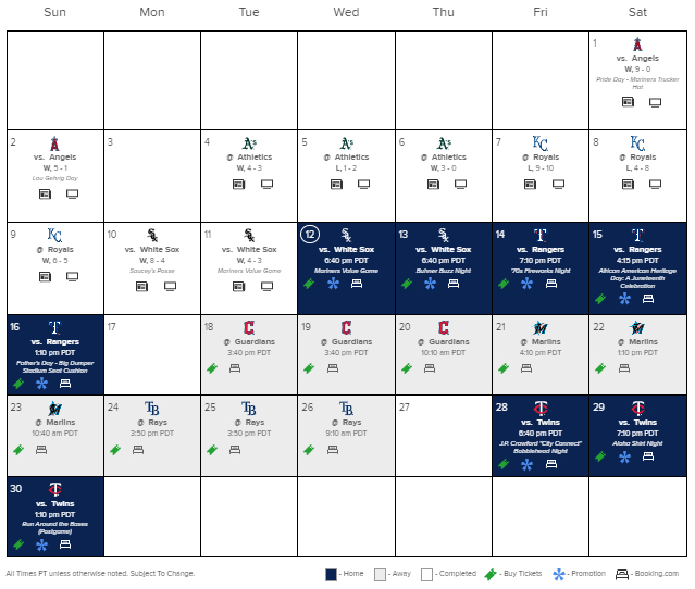 Seattle Mariners schedule for June 2024
